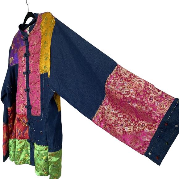 Sandy Starkman Vintage Multicolor Patch,Bead detail, Artsy, Lagenlook Jacket 1X - Picture 3 of 8